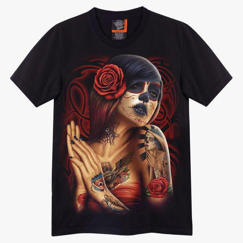 Tattoo Rose Catrina T shirt - Apache Concept Store